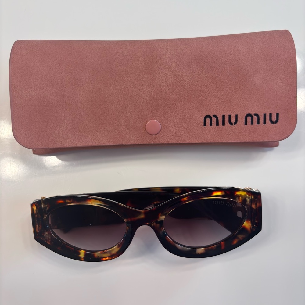 Miu Miu Tortoiseshell Sunglasses with Pink Case